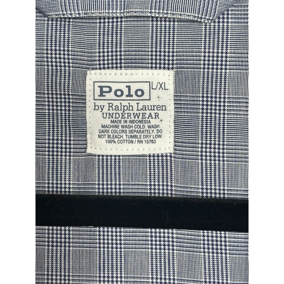 Polo Ralph Lauren Large / X-Large L/XL Navy Plaid Cotton Robe House Coat Light - Picture 5 of 5